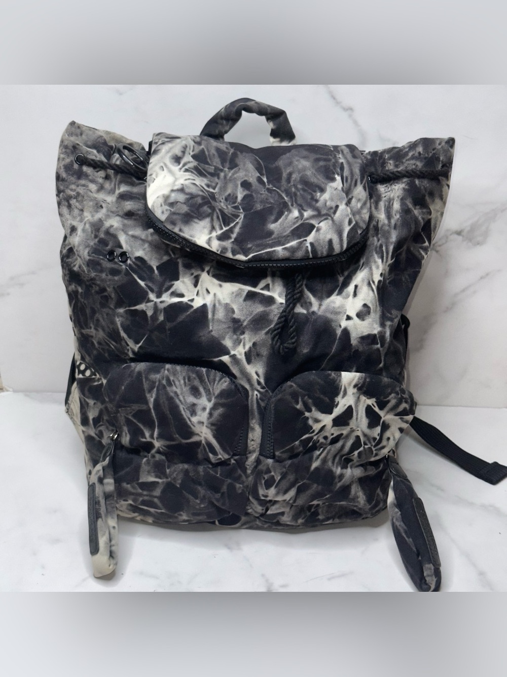 See by Chloe Tie-dye Canvas Drawstring JoyRide Black & White Backpack